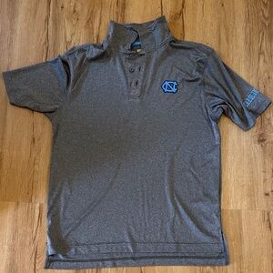 UNC Men's Gray Performance Polo with Carolina Blue Logo